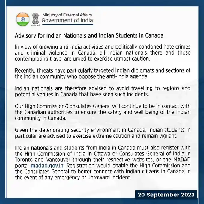 India Suspends Canadian Visa Services 